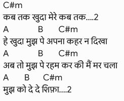 Kab Tak Khuda Mere Kab Tak Lyrics & Chords
